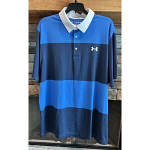 Men’s UNDER ARMOUR The Playoff Polo Blue Striped Short Sleeeve Shirt XL NWT *A6